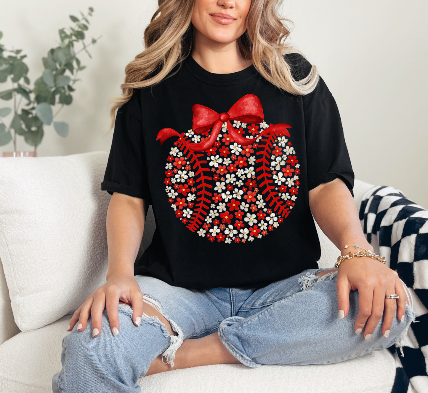 Baseball with flowers