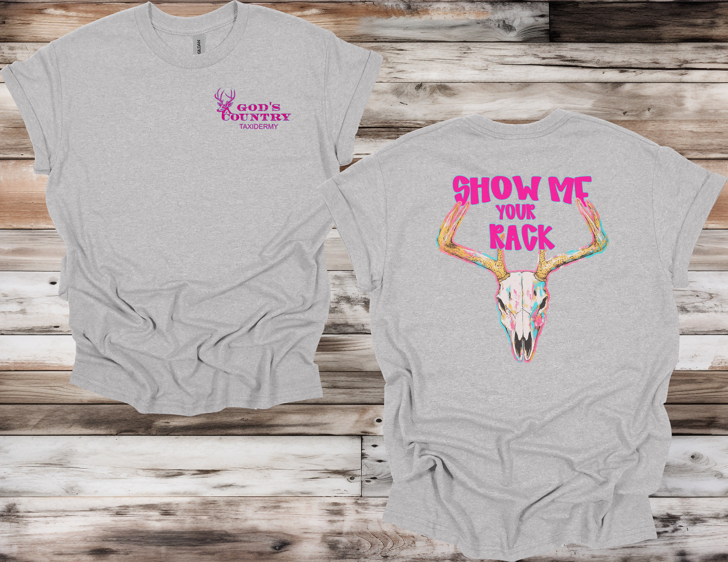 God's Country Taxidermy Show Me Your Rack Girly in gray