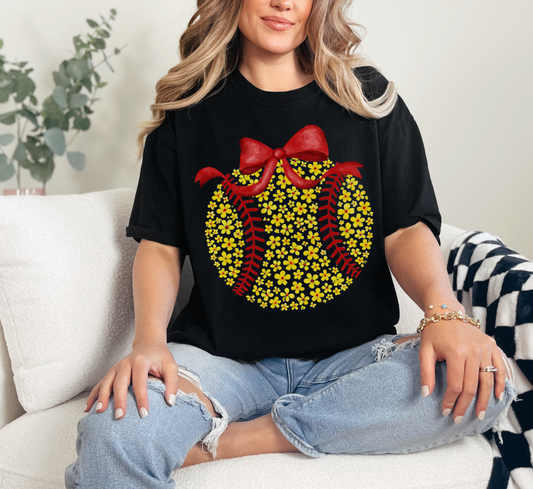 Softball with flowers